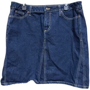 Faded Glory Mini Denim Skirt Women Size 16 Blue Dark Wash 100% Cotton Y2K Retro